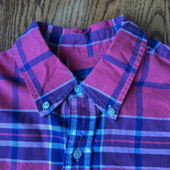 Ralph Lauren Slim Fit Men's Red Plaid Shirt, Size Large - Picture 4 of 10